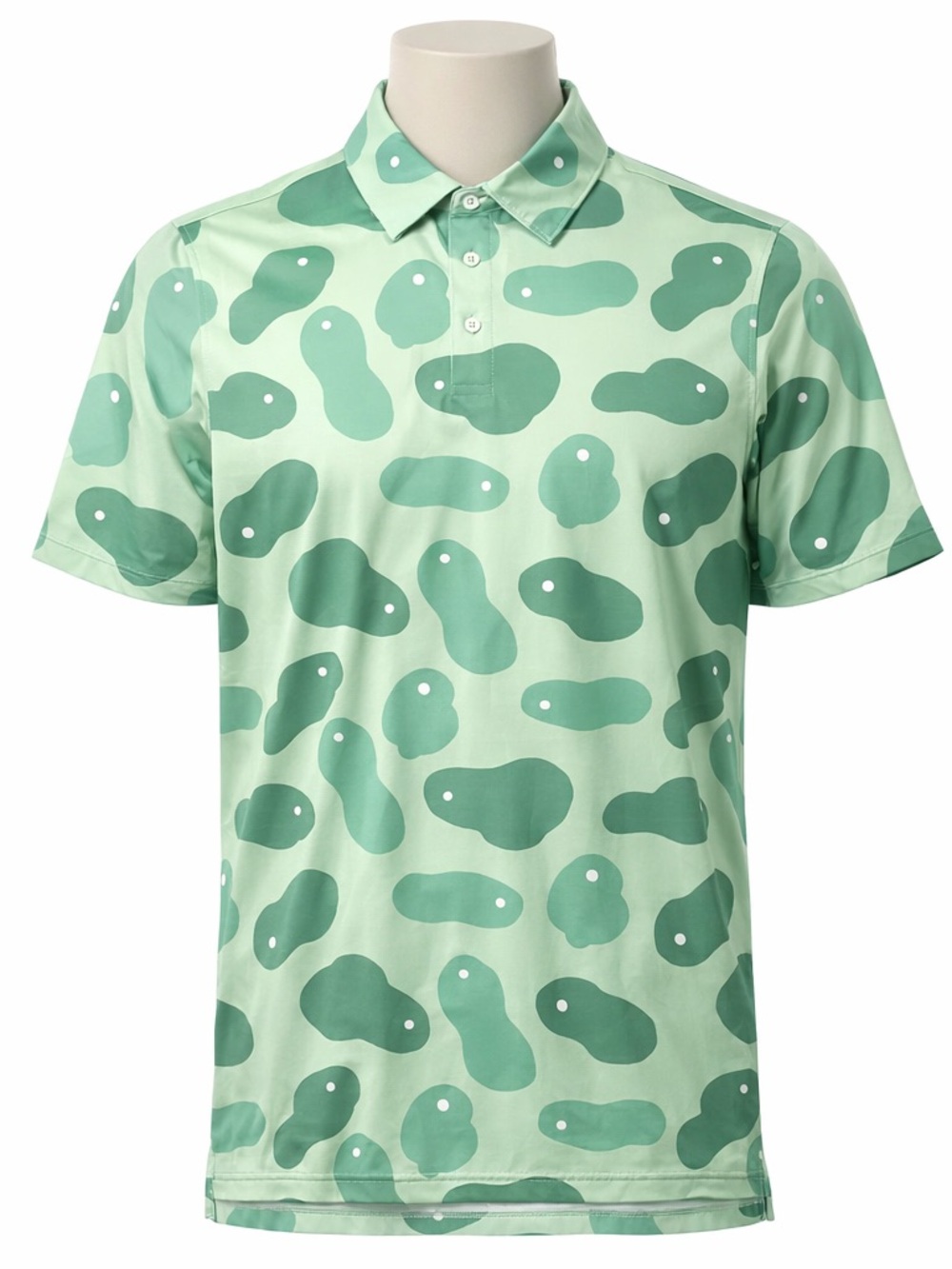 Men's Sosik Golf Performance Polo Shirt Green All Over Pattern Size Small